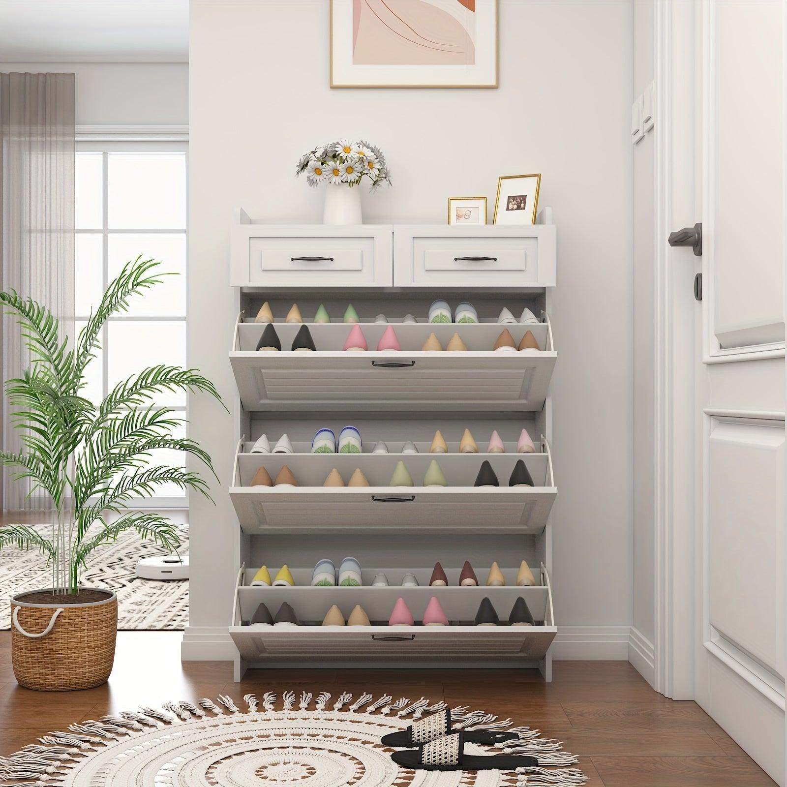 Armário Organizador de Sapatos com 3 Portas e 2 Gavetas