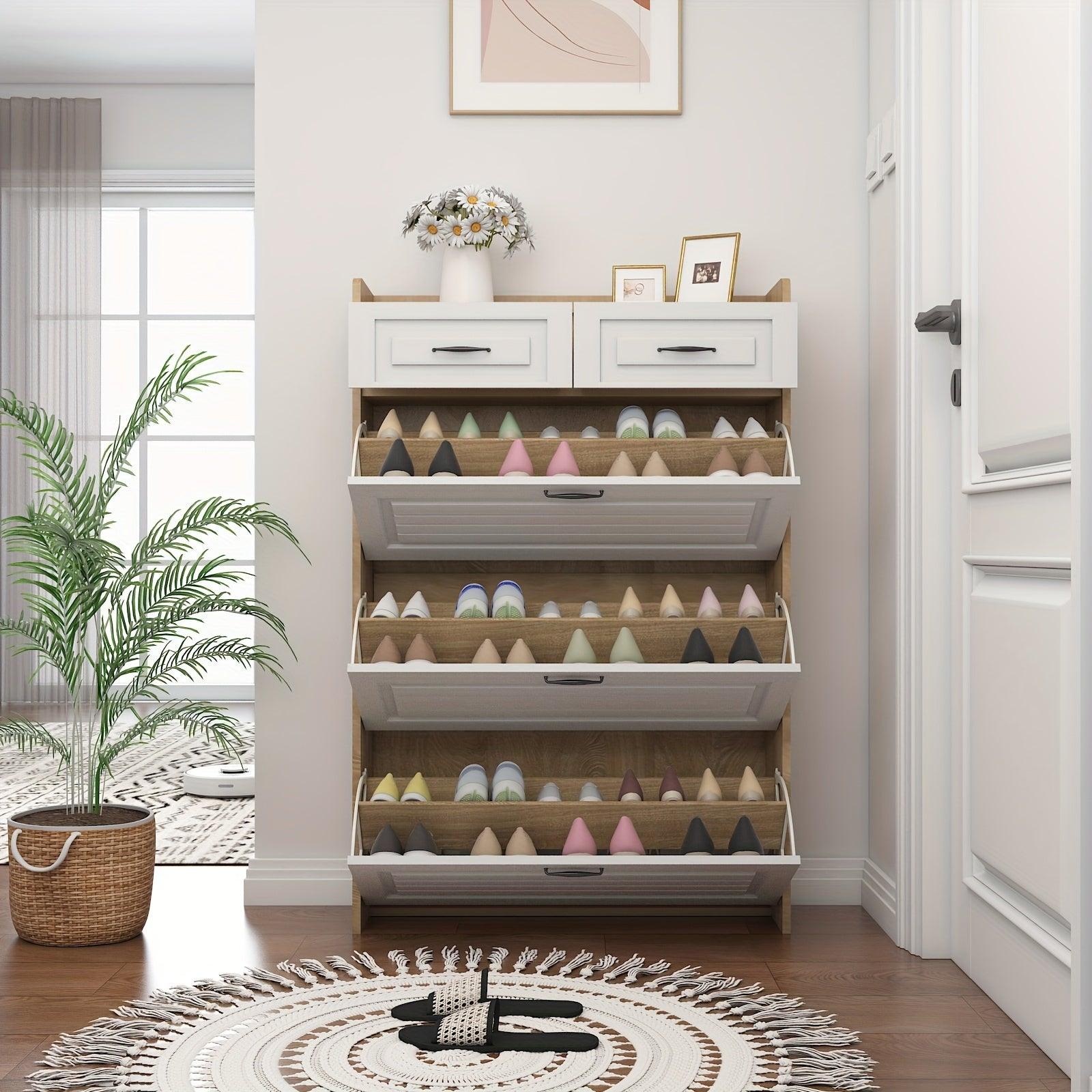 Armário Organizador de Sapatos com 3 Portas e 2 Gavetas