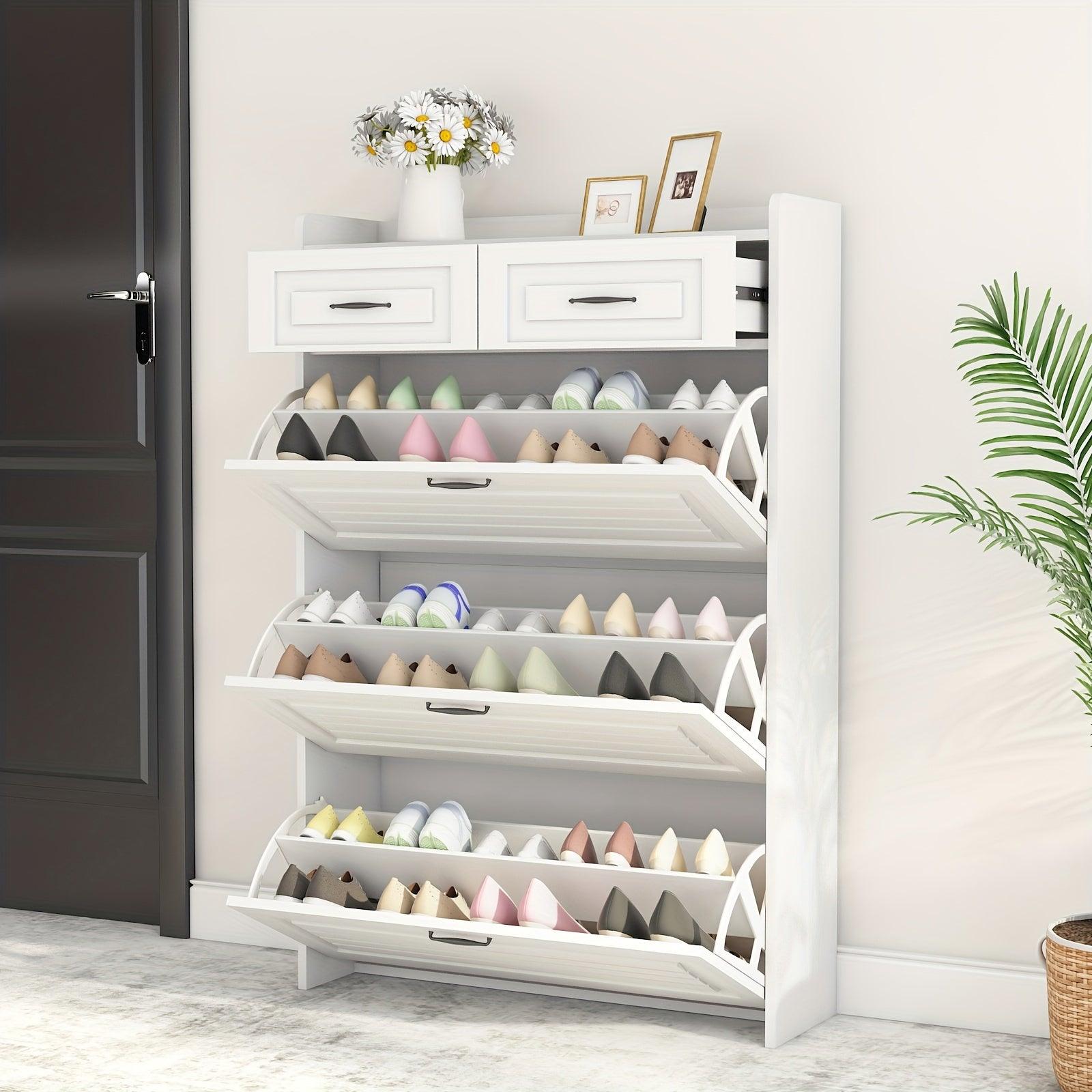 Armário Organizador de Sapatos com 3 Portas e 2 Gavetas